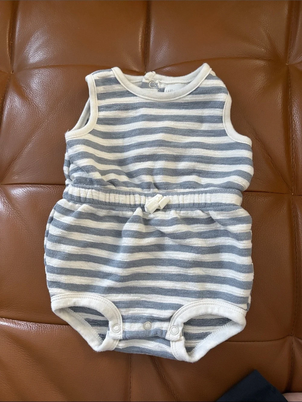 Blue & White Striped Baby Romper - Sleeveless Cotton Infant One-Piece
